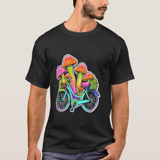 Trippy Forest Rave Psychedelische Fietser EDM Part T-shirt (Voorkant)