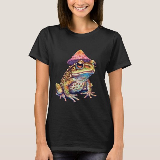 Trippy Frog Magic Mushroom Amfibie Psychedelic T-shirt (Voorkant)