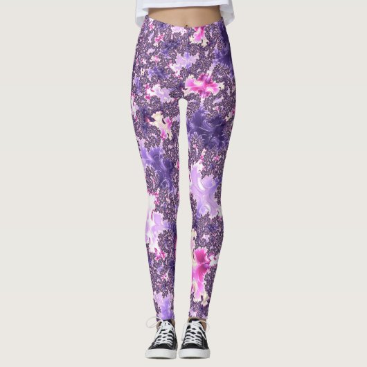 Trippy Funky Boho Groovy Pastel Spiraal Fractale K Leggings (Voorkant)