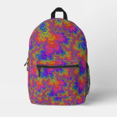 Trippy Funky Bold Vibrant Rainbow Abstract Fractal Bedrukte Rugzak (Voorkant)