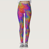 Trippy Funky Bold Vibrant Rainbow Abstract Fractal Leggings (Voorkant)
