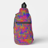 Trippy Funky Bold Vibrant Rainbow Abstract Fractal Sling Bag (Voorkant)
