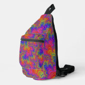 Trippy Funky Bold Vibrant Rainbow Abstract Fractal Sling Bag (Rechterhoek)