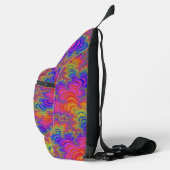 Trippy Funky Bold Vibrant Rainbow Abstract Fractal Sling Bag (Rechts)