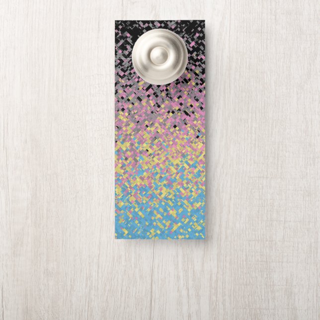 Trippy Funky Gepixeldeerde Polygender Pride Vlag Deurhanger (Op knop)