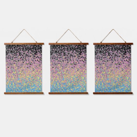 Trippy Funky Gepixeldeerde Polygender Pride Vlag Hangend Wandkleed (Driedubbel)