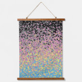 Trippy Funky Gepixeldeerde Polygender Pride Vlag Hangend Wandkleed (Voorkant)