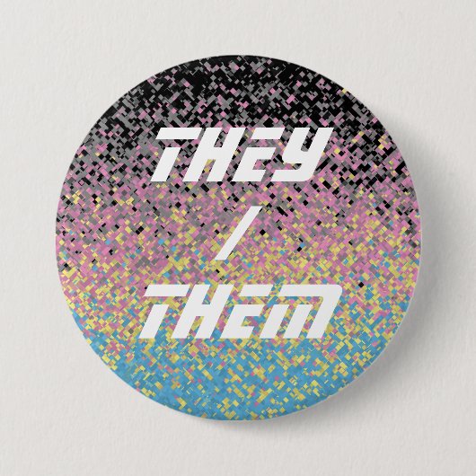 Trippy Funky Gepixeldeerde Polygender Pride Vlag Ronde Button 7,6 Cm (Voorkant)
