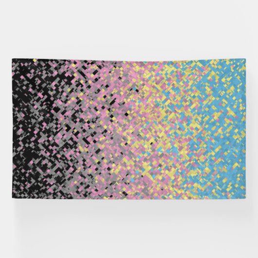 Trippy Funky Gepixeldeerde Polygender Pride Vlag Spandoek (Horizontaal)