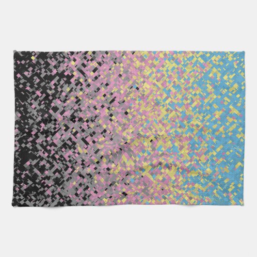 Trippy Funky Gepixeldeerde Polygender Pride Vlag Theedoek (Horizontaal)