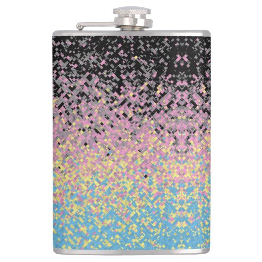 Trippy Funky Gepixeliseerde Polygender Pride Vlag Heupfles (Voorkant)