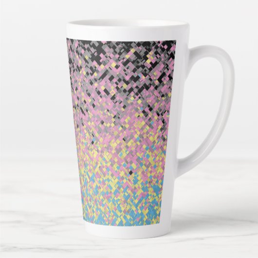 Trippy Funky Gepixeliseerde Polygender Pride Vlag Latte Mok (Rechts)