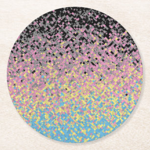 Trippy Funky Gepixeliseerde Polygender Pride Vlag Ronde Kartonnen Onderzetter
