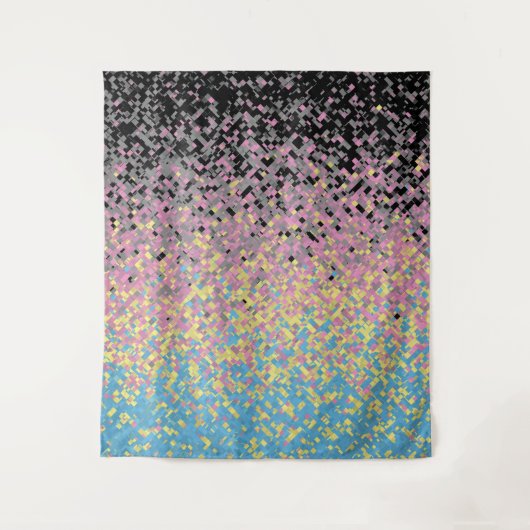 Trippy Funky Gepixeliseerde Polygender Pride Vlag Wandkleed (Voorkant)