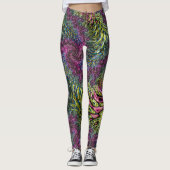 Trippy Funky Groovy Digital Abstracte Fractal Art Leggings (Voorkant)
