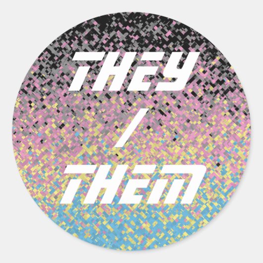 Trippy Funky Pixelated Polygender Pride Vlag Ronde Sticker (Voorkant)