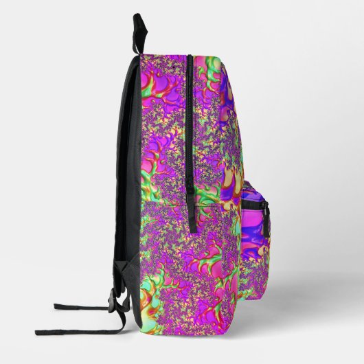 Trippy Funky Vibrant Neon Groovy Zuur Trip Fractal Bedrukte Rugzak (Links)