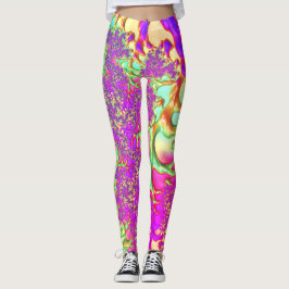 Trippy Funky Vibrant Neon Groovy Zuur Trip Fractal Leggings