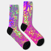 Trippy Funky Vibrant Neon Groovy Zuur Trip Fractal Sokken (Rechts)