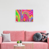 Trippy Geel, Rood en Blauw Abstract Groovy Kunst Canvas Afdruk (Insitu (Woonkamer))