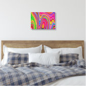 Trippy Geel, Rood en Blauw Abstract Groovy Kunst Canvas Afdruk (Insitu (Slaapkamer))