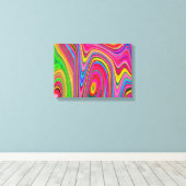 Trippy Geel, Rood en Blauw Abstract Groovy Kunst Canvas Afdruk (Insitu (Houten vloer))