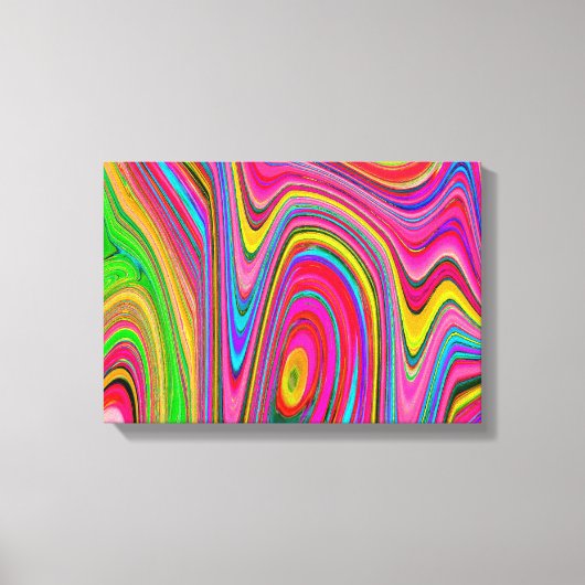 Trippy Geel, Rood en Blauw Abstract Groovy Kunst Canvas Afdruk (Voorkant)