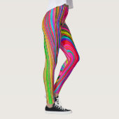 Trippy Geel, Rood en Blauw Abstract Groovy Kunst Leggings (Rechts)