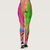 Trippy Geel, Rood en Blauw Abstract Groovy Kunst Leggings (Achterkant)
