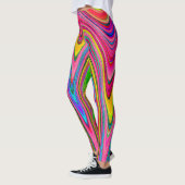 Trippy Geel, Rood en Blauw Abstract Groovy Kunst Leggings (Links)