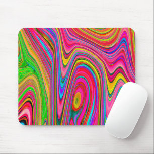 Trippy Geel, Rood en Blauw Abstract Groovy Kunst Muismat