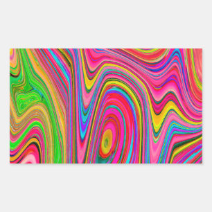 Trippy Geel, Rood en Blauw Abstract Groovy Kunst Rechthoekige Sticker