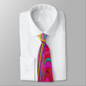 Trippy Geel, Rood en Blauw Abstract Groovy Kunst Stropdas (Gebonden)
