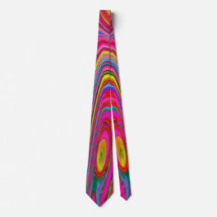 Trippy Geel, Rood en Blauw Abstract Groovy Kunst Stropdas