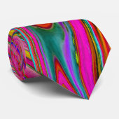 Trippy Geel, Rood en Blauw Abstract Groovy Kunst Stropdas (Opgerold)