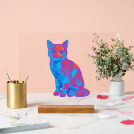 Trippy Geometrische Kattenkunst Acryl Bord
