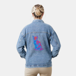 Trippy Geometrische Kattenkunst Denim Jacket