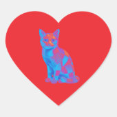 Trippy Geometrische Kattenkunst Hart Sticker (Voorkant)