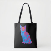 Trippy Geometrische Kattenkunst Tote Bag (Voorkant)