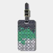 Trippy Gepixelde Abstract Neutrois Pride Vlag Bagagelabel (Voorkant verticaal)