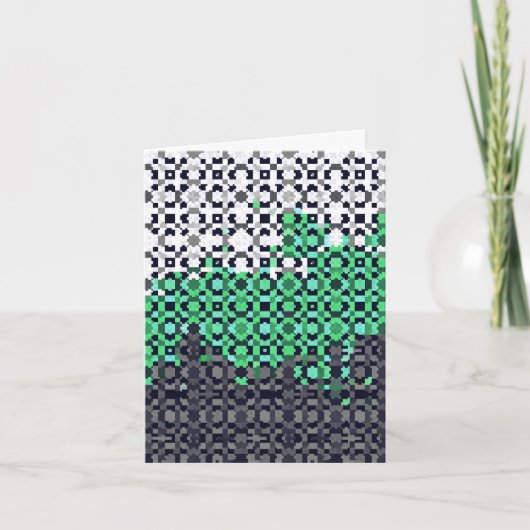 Trippy Gepixelde Abstract Neutrois Pride Vlag Bedankkaart (Voorkant)