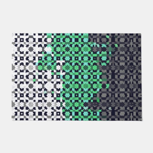 Trippy Gepixelde Abstract Neutrois Pride Vlag Deurmat (Voorkant)