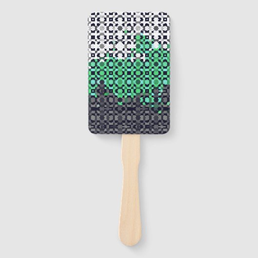 Trippy Gepixelde Abstract Neutrois Pride Vlag Handwaaier (Voorkant)