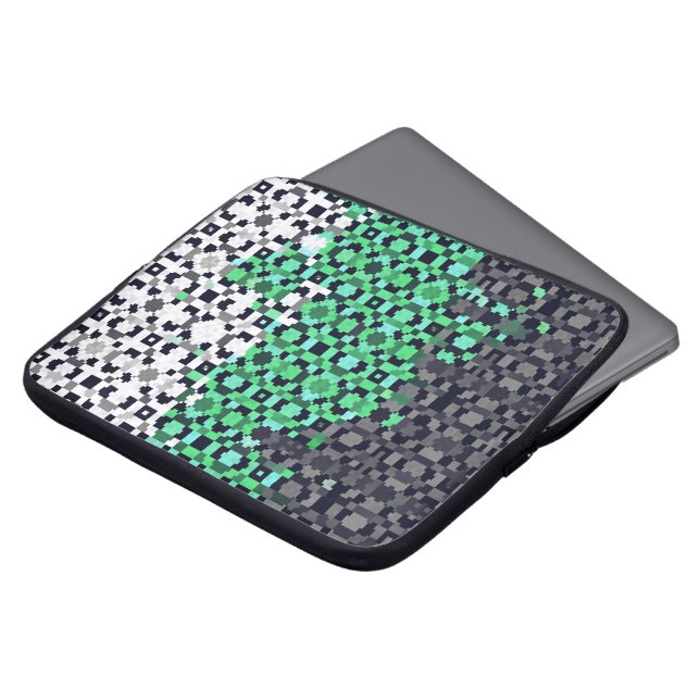 Trippy Gepixelde Abstract Neutrois Pride Vlag Laptop Sleeve (Voorkant top)