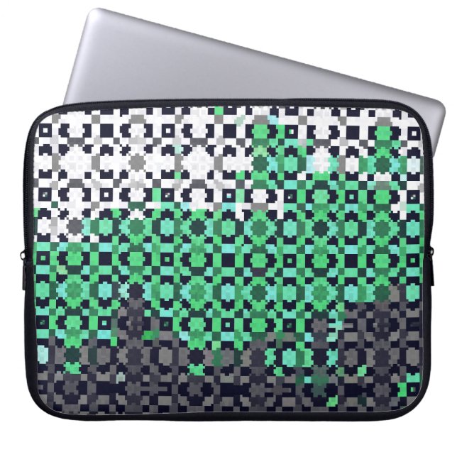 Trippy Gepixelde Abstract Neutrois Pride Vlag Laptop Sleeve (Voorkant)