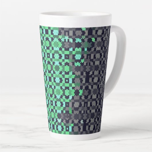 Trippy Gepixelde Abstract Neutrois Pride Vlag Latte Mok (Rechterhoek)