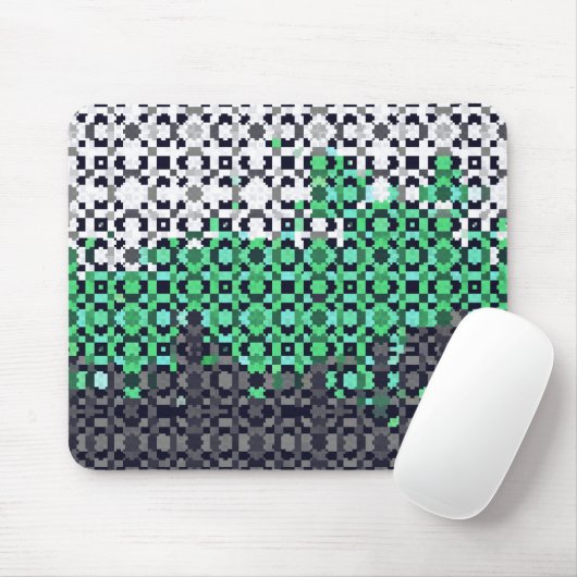Trippy Gepixelde Abstract Neutrois Pride Vlag Muismat (Met muis)