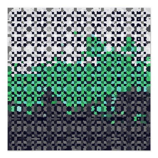 Trippy Gepixelde Abstract Neutrois Pride Vlag Perfect Poster (Voorkant)