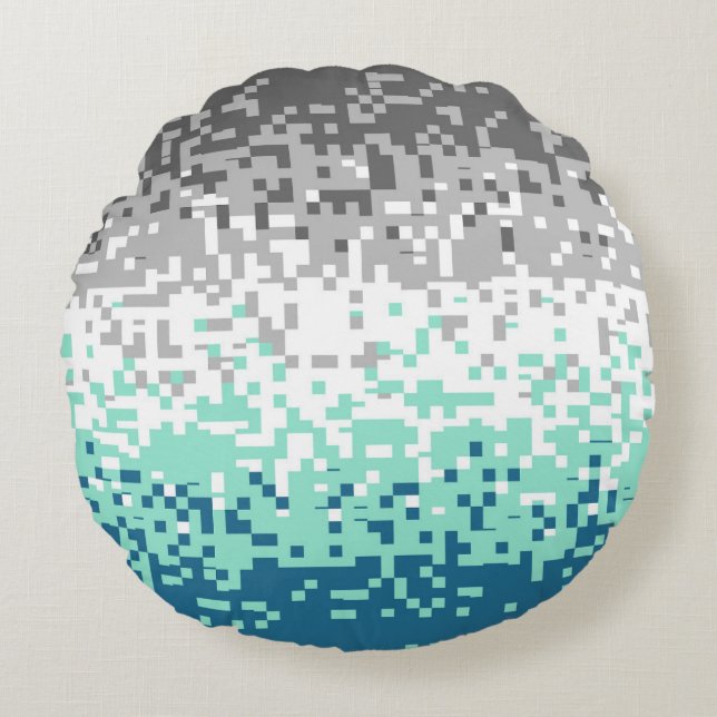 Trippy Gepixelde Abstracte Frayromantische Pridevl Rond Kussen (Voorkant)