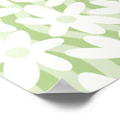 Trippy golvende bloemen pastel salie groen patroon poster (Hoek)